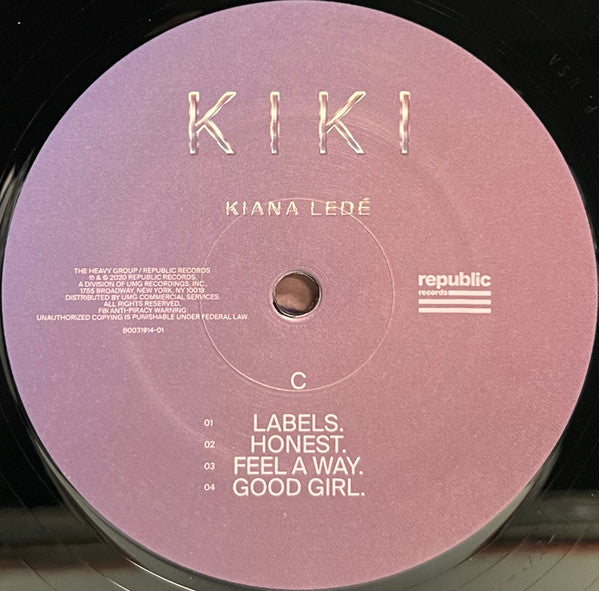 Kiana Ledé - KIKI - Mint- 2 LP Record 2020 Republic USA Original RARE Vinyl - Soul / R&B / Hip Hop - Shuga Records
