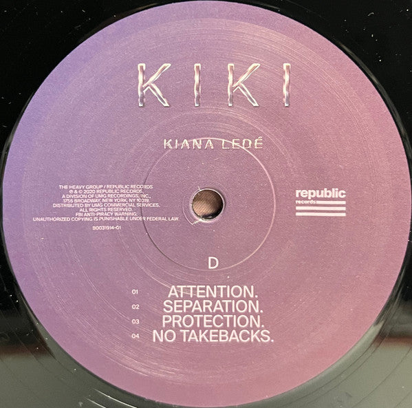 Kiana Ledé - KIKI - Mint- 2 LP Record 2020 Republic USA Original RARE Vinyl - Soul / R&B / Hip Hop - Shuga Records