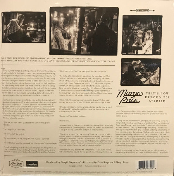 Signed Autographed - Margo Price - That's How Rumors Get Started - Mint- LP Record 2020 Loma Vista Black Vinyl & Bonus 7" - Country - Shuga Records