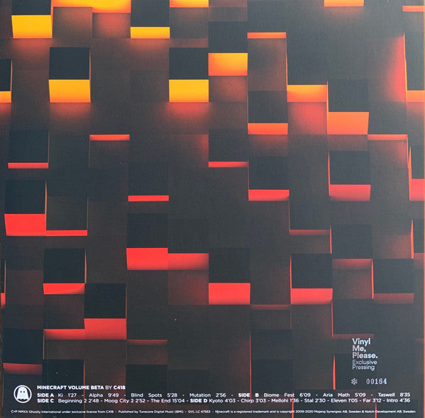 C418 - Minecraft Volume Beta - New 2 LP Record 2020 Ghostly International Vinyl Me Please Club Orange & Black Splatter, Lenticular Cover & Numbered - Video Game Music / Soundtrack - Shuga Records