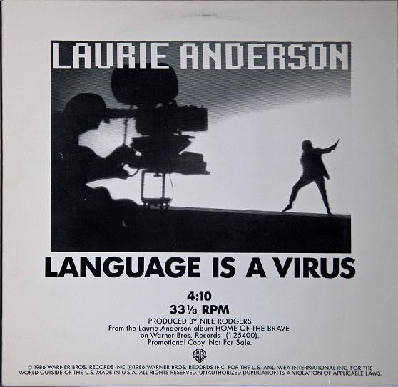 Laurie Anderson - Language Is A Virus - Mint- 12" Single Record 1986 Warner USA Vinyl - Pop / Electronic / Experimental - Shuga Records