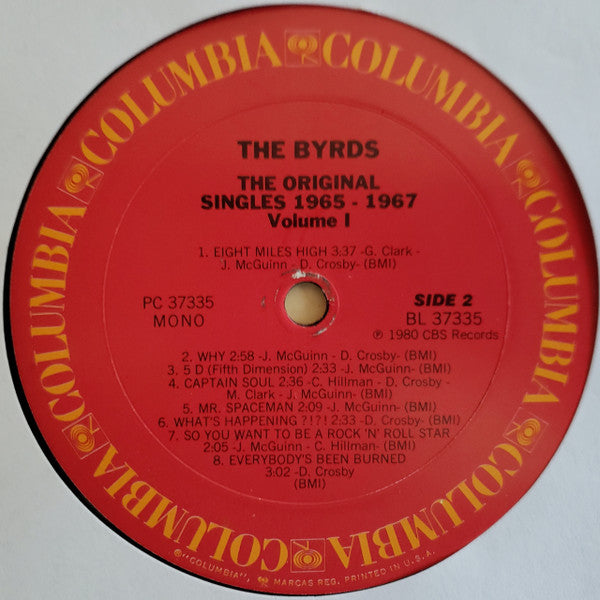 The Byrds - The Original Singles 1965-1967 Volume 1 - VG+ LP Record 1985 Columbia USA Vinyl - Rock & Roll / Classic Rock - Shuga Records