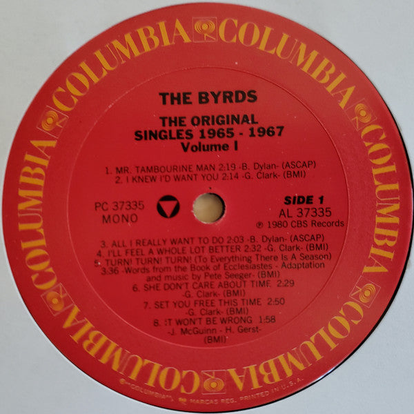 The Byrds - The Original Singles 1965-1967 Volume 1 - VG+ LP Record 1985 Columbia USA Vinyl - Rock & Roll / Classic Rock - Shuga Records