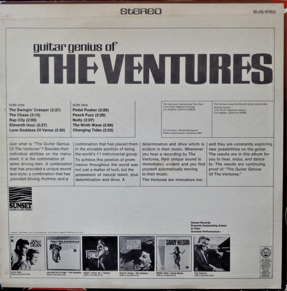 The Ventures – Guitar Genius Of The Ventures - VG LP Record 1967 Sunset USA Stereo Vinyl - Surf Rock / Pop Rock - Shuga Records