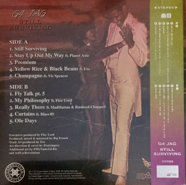 G4 Jag - Still Surviving - New LP Record 2020 Copenhagen Crates Denmark Vinyl, OBI & Numbered - Hip Hop - Shuga Records