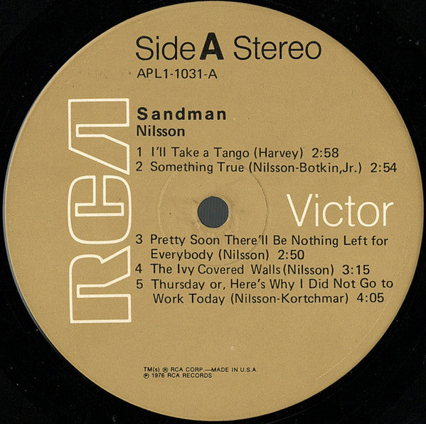 Harry Nilsson – Sandman - Mint- LP Record 1976 RCA USA Vinyl - Rock & Roll / Pop Rock