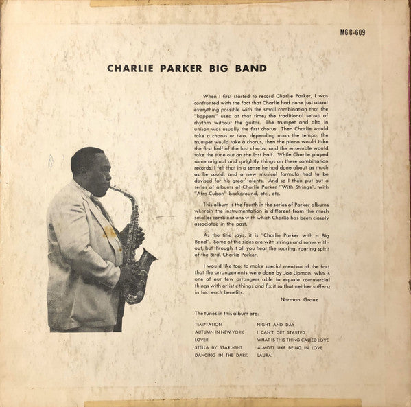 Charlie Parker Big Band - Charlie Parker Big Band - VG LP Record 1954 Clef USA Mono Original Vinyl & David Stone Martin Cover Art - Jazz / Bop - Shuga Records