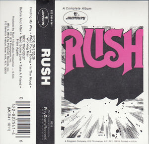 Rush - Rush (1974) - VG+ Cassette 1980s Mercury USA Clear Tape - Rock / Prog Rock - Shuga Records