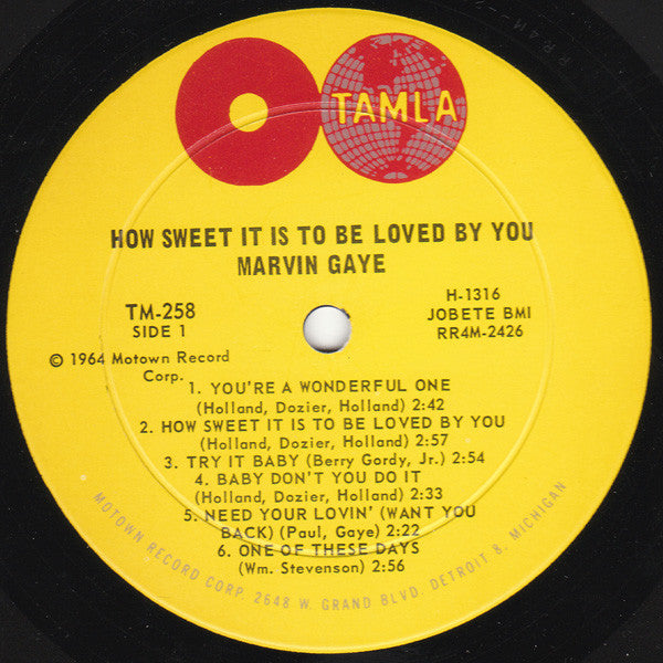 Marvin Gaye – How Sweet It Is To Be Loved By You - VG+ LP Record 1965 Tamla USA Mono Vinyl - Soul /  Rhythm & Blues - Shuga Records