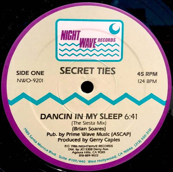 Secret Ties - Dancin' In My Sleep - VG+ 12" Single Record 1986 Nightwave USA Vinyl - Hi-NRG / Disco - Shuga Records