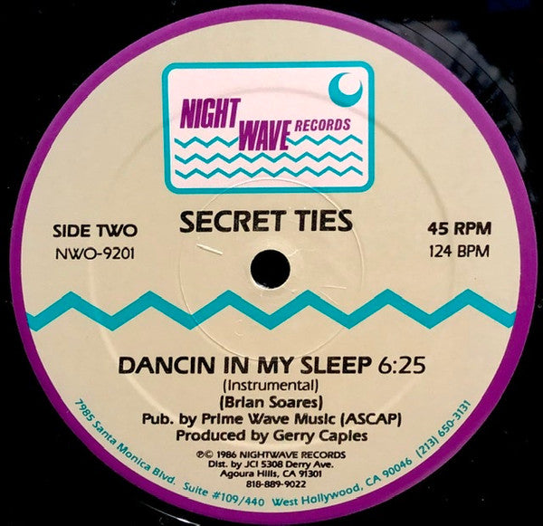 Secret Ties - Dancin' In My Sleep - VG+ 12" Single Record 1986 Nightwave USA Vinyl - Hi-NRG / Disco - Shuga Records
