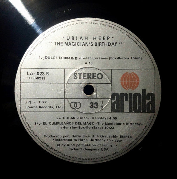 Uriah Heep - The Magician's Birthday (1972) - VG LP Record 1977 Island Ariola Mexico Vinyl - Hard Rock / Classic Rock - Shuga Records