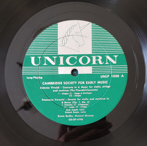 Cambridge Society for Early Music - Italian Music for Strings of the Baroque Period - VG+ LP Record 1956 Unicorn USA Mono Vinyl - Classical - Shuga Records