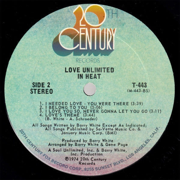 Love Unlimited - In Heat - VG+ LP Record 1974 20th Century Records USA - Soul / Disco / Barry White - Shuga Records
