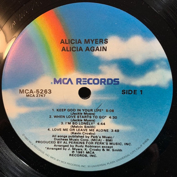 Alicia Myers - Alicia Again - VG+ LP Record 1981 MCA USA Original Vinyl - Soul / Disco / Funk - Shuga Records