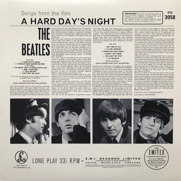 The Beatles - A Hard Day's Night (1964) - Mint- LP Record 2020 Parlophone Stereo 180 gram Vinyl - Pop Rock / Rock & Roll / Soundtrack - Shuga Records