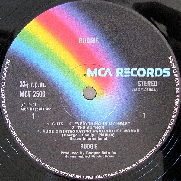 Budgie – Budgie (1971) - VG LP Record 1974 MCA UK Vinyl - Hard Rock / Classic Rock - Shuga Records