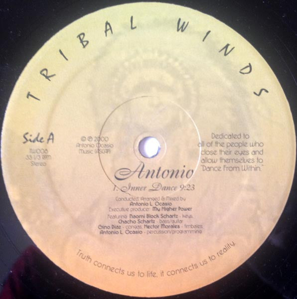 Antonio - Inner Dance - Mint- 12" Single Record 2000 Tribal Winds USA Vinyl - Tribal House / Deep House / Jazzdance - Shuga Records