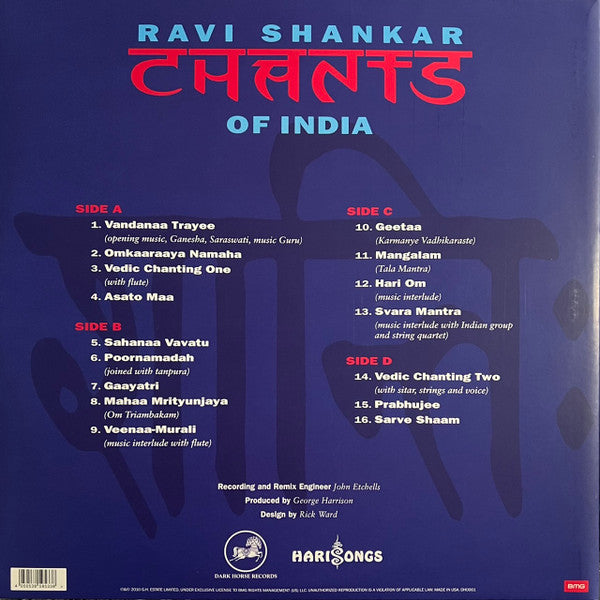 Ravi Shankar - Chants Of India (1997) - New 2 LP Record Store Day 2020 Dark Horse HariSongs RSD Red Vinyl & Photo Print - Indian Classical - Shuga Records