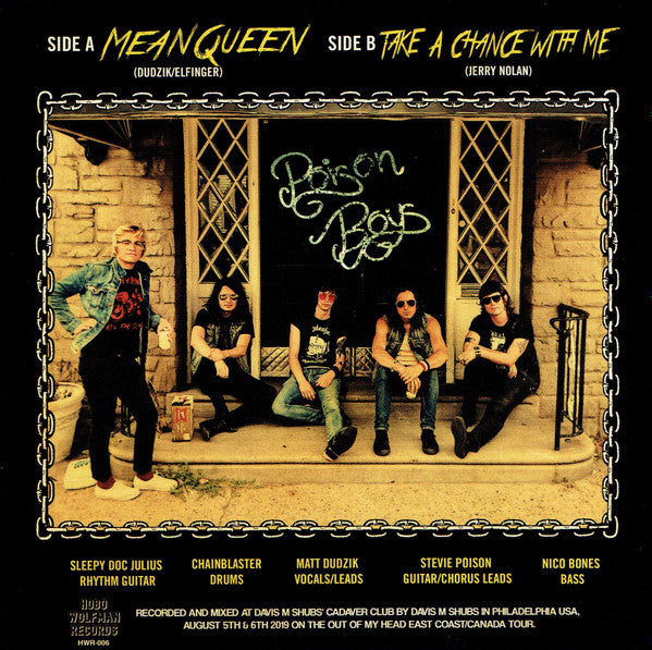 Poison Boys - Mean Queen / Take a Chance With Me - New 7" Single Record 2024 Hobo Wolfman Opaque Yellow Vinyl - Chicago Punk / Garage Rock - Shuga Records