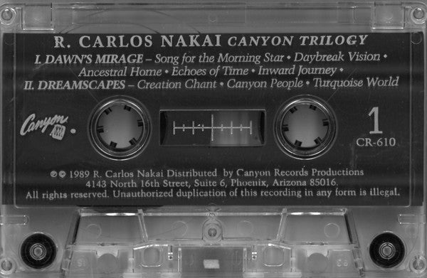 R. Carlos Nakai - Canyon Trilogy (Native American Flute Music) - VG+ Cassette 1989 Canyon USA Clear Tape - Folk / Native American - Shuga Records