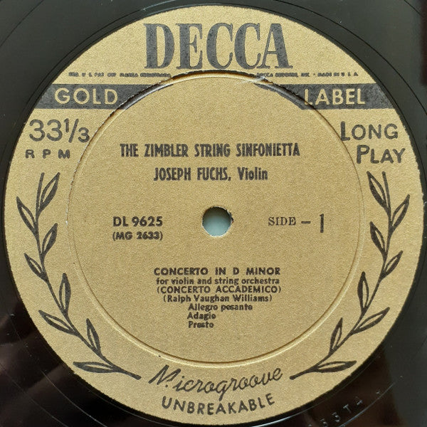 Joseph Fuchs / The Zimbler String Sinfonietta - Williams / Tansman - Concerto / Triptych - Mint- LP Record 1952 Decca USA Mono Vinyl - Modern Classical - Shuga Records