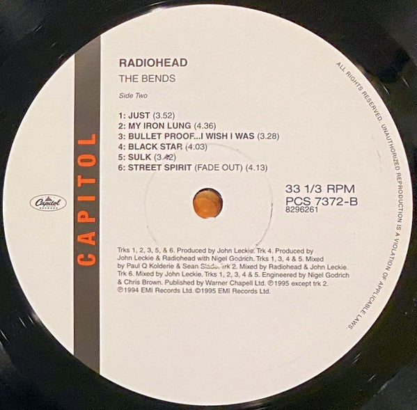 Radiohead - The Bends (1994) - VG+ LP Record 2008 Capitol USA 180 gram Vinyl - Alternative Rock - Shuga Records