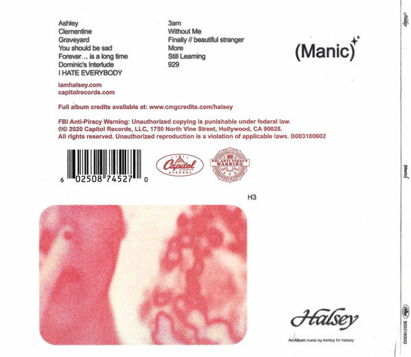 Manics Autograph Signed Autographed - Halsey - Manic - New CD 2020 Capitol USA CD Speci ...