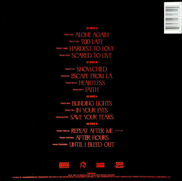 The Weeknd - After Hours - Mint- 2 LP Record 2020 XO Republic Vinyl - R&B / Hip Hop / Synth-pop - Shuga Records