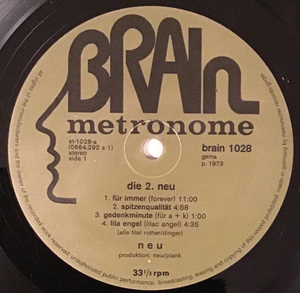 Neu! - Neu! 2 - VG+ LP Record 1973 Brain Metronome Germany Original Vinyl - Krautrock / Experimental - Shuga Records