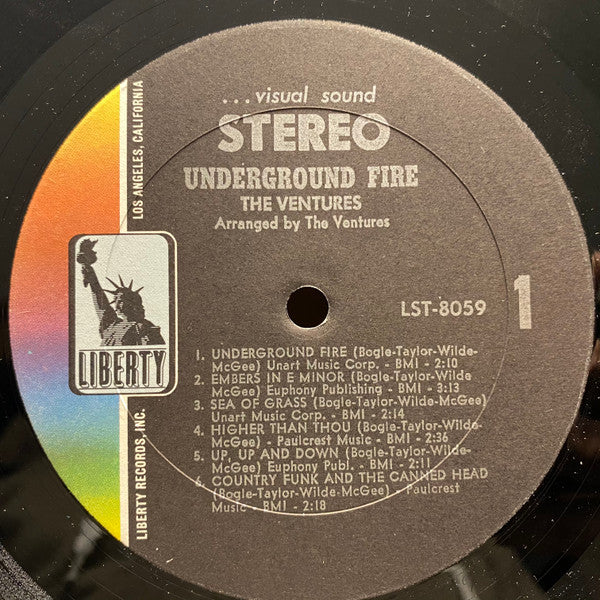 The Ventures - Underground Fire - VG+ LP Record 1969 Liberty USA Original Vinyl & Sears Hype Sticker - Classic Rock / Instrumental / Surf - Shuga Records