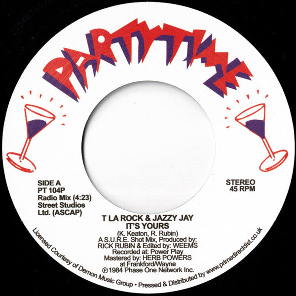 T La Rock & Jazzy Jay - It's Yours (1984) - New 7" Single Record Store Day 2020 Partytime UK RSD Vinyl - Hip Hop - Shuga Records