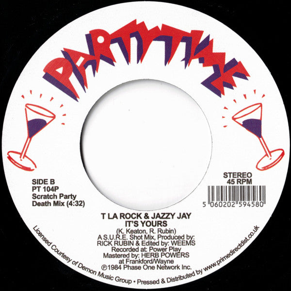 T La Rock & Jazzy Jay - It's Yours (1984) - New 7" Single Record Store Day 2020 Partytime UK RSD Vinyl - Hip Hop - Shuga Records