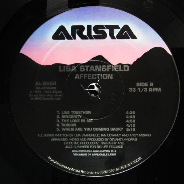 Lisa Stansfield – Affection - VG- LP Record (VG+ Cover) 1990 Arista BMG Vinyl - RnB / Blue-Eyed Soul - Shuga Records