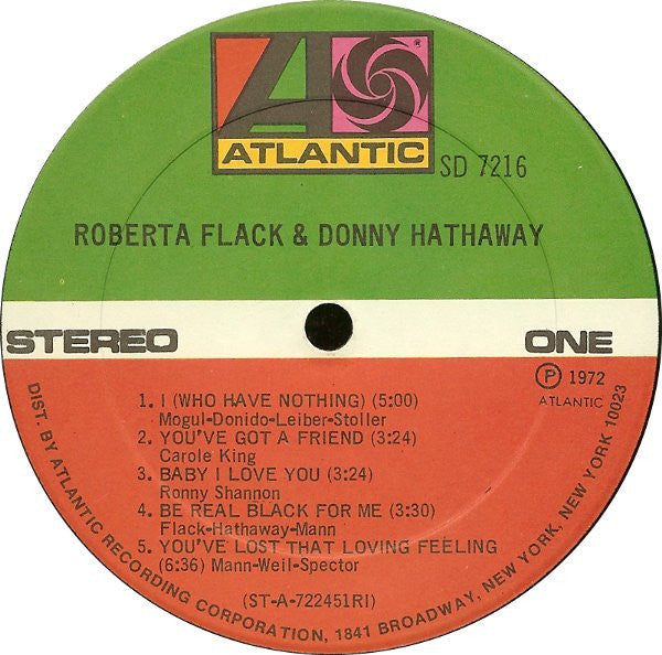 Roberta Flack & Donny Hathaway - VG+ LP Record 1972 Atlantic USA Original Vinyl - Soul / Rhythm & Blues - Shuga Records