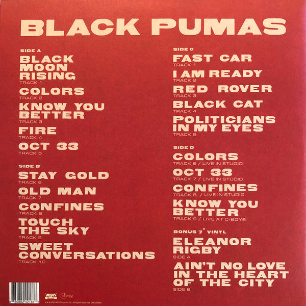 Black Pumas - Black Pumas Deluxe Edition - Mint- 2 LP Record 2020 ATO Gold & Black/Red Vinyl, 7" & Download - Soul / Psychedelic - Shuga Records
