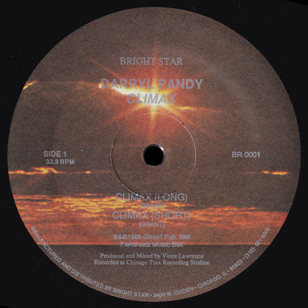 Darryl Pandy - Climax - VG+ 12" Single Record 1986 Bright Star Vinyl - Chicago House - Shuga Records
