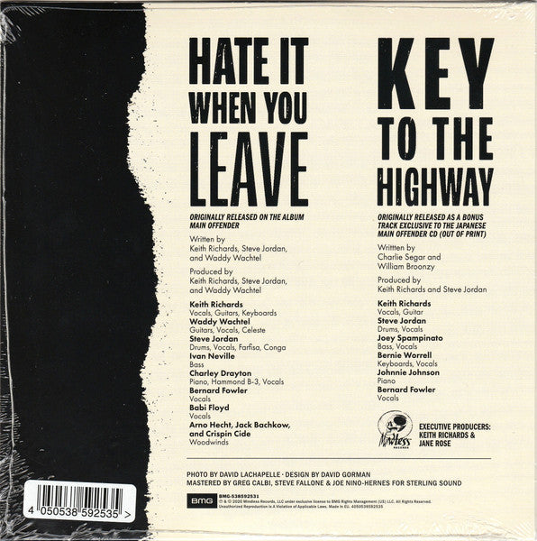 Keith Richards - Hate It When You Leave / Key To The Highway - New 7" Single Record Store Day 2020 BMG USA RSD Red Vinyl - Pop Rock - Shuga Records