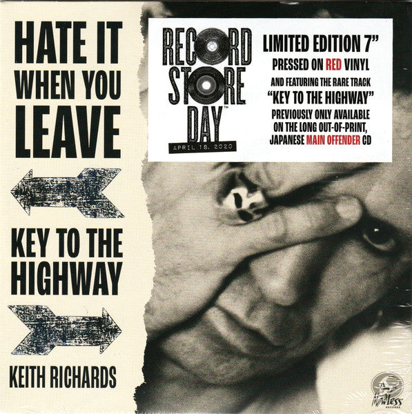 Keith Richards - Hate It When You Leave / Key To The Highway - New 7" Single Record Store Day 2020 BMG USA RSD Red Vinyl - Pop Rock - Shuga Records