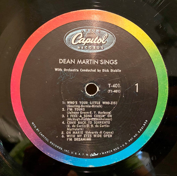Dean Martin - Dean Martin Sings (1953) - VG LP Record 1962 Capitol