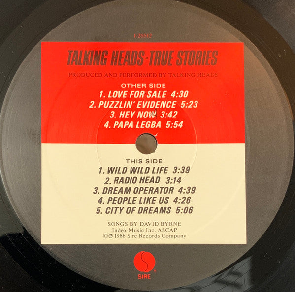Talking Heads - True Stories - Mint- LP Record 1986 Sire USA Original Vinyl - Indie Rock / New Wave / Pop Rock - Shuga Records