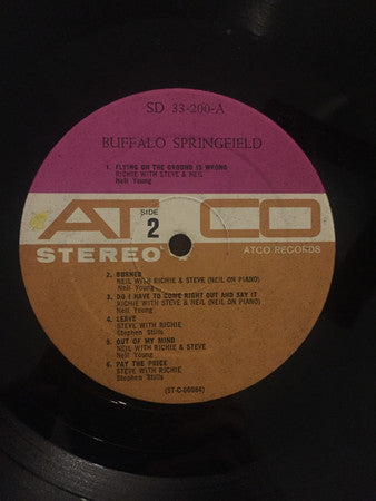 Buffalo Springfield - Buffalo Springfield (1966) - VG (VG- Cover) LP Record 1967 ATCO USA Vinyl Early Repress Purple/Brown Labels - Psychedelic Rock / Folk Rock - Shuga Records