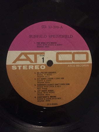 Buffalo Springfield - Buffalo Springfield (1966) - VG (VG- Cover) LP Record 1967 ATCO USA Vinyl Early Repress Purple/Brown Labels - Psychedelic Rock / Folk Rock - Shuga Records