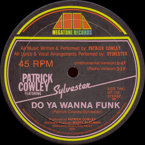 Patrick Cowley Featuring Sylvester - Do Ya Wanna Funk - VG+ 12" Single Record 1982 Megatone USA Vinyl - Hi NRG / Disco - Shuga Records