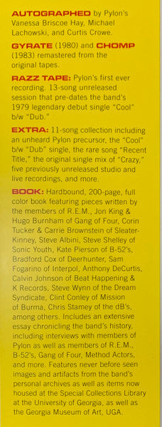 Pylon ‎– Box (Gyrate/Chomp/Razz Tape/Extra) - New 4 LP Box Set 2020 New West Yellow, Blue, Grey, Red Vinyl & Autographed 200 Page Book - Post Punk / Art Rock - Shuga Records