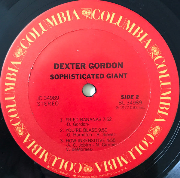 Dexter Gordon - Sophisticated Giant - VG+ LP Record 1977 Columbia USA Original Vinyl - Jazz / Post Bop - Shuga Records