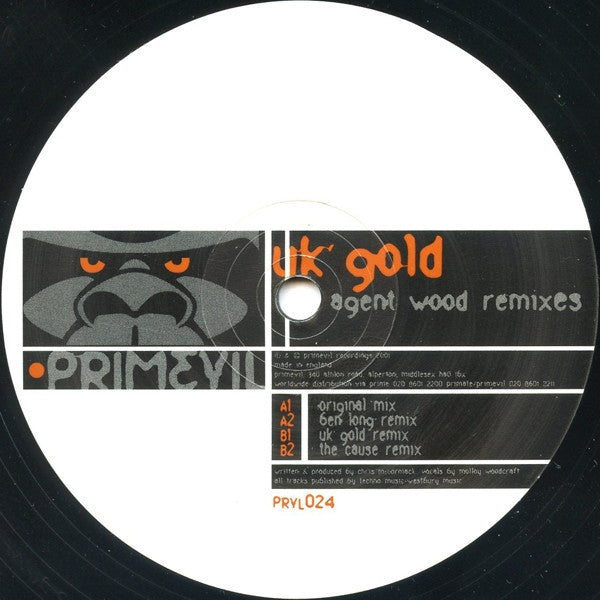 UK Gold - Agent Wood Remixes (Adam Beyer/Ben Long/Umek/Get Fucked/The Cause/Recycled Loops) - New 2x 12" Single Record 2001 Primevil UK Vinyl - Techno / Electronic - Shuga Records