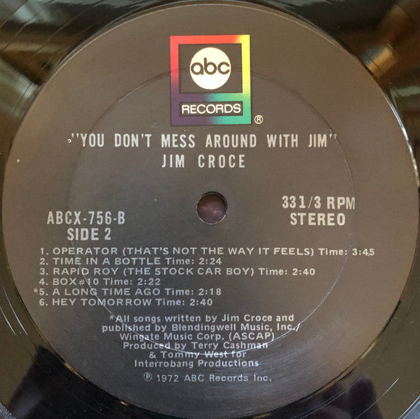 Jim Croce - You Don't Mess Around With Jim - Mint- LP Record 1973 ABC USA Vinyl - Soft Rock / Pop Rock - Shuga Records