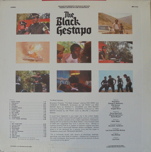 Allan Alper - The Black Gestapo (Original Motion Picture 1975) - VG+ LP Record 1990s Bryanston Pictures USA Unofficial Vinyl - Soundtrack / Dialogue / Funk