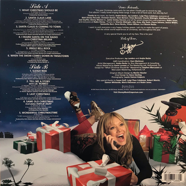 Hilary Duff - Santa Claus Lane - Mint- LP Record 2020 Buena Vista Urban Outfitters Exclusive Red Translucent with White Splatter Vinyl - Pop / Holiday - Shuga Records